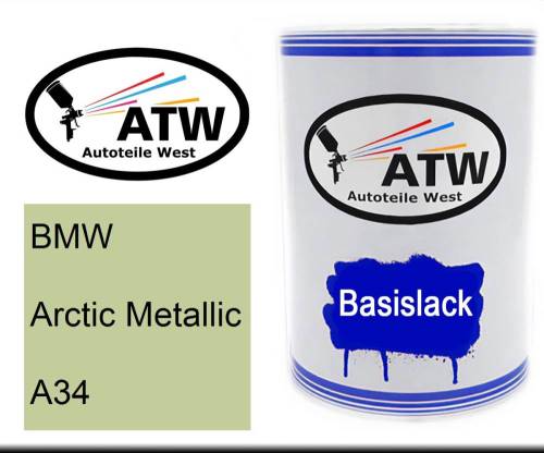 BMW, Arctic Metallic, A34: 500ml Lackdose, von ATW Autoteile West.